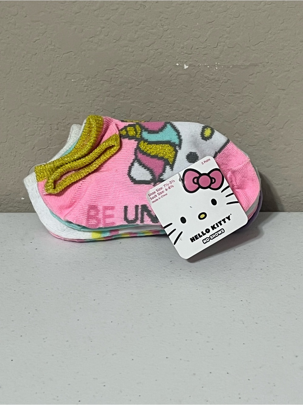 Sanrio Hello Kitty Unicorn Kids No-Show Socks 5 Pairs Sock Size 6-8 1/2 NWT